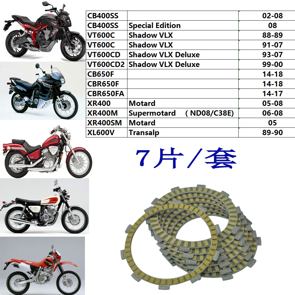 CB400SS棍王沙都600 VLX600 CBR650F XR400SM XL600V离合器摩擦片