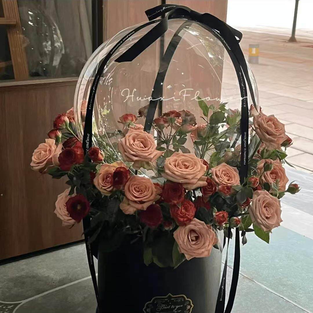 波波球手提花篮玫瑰花束送女友