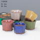 台湾七彩多肉冰裂拇指陶瓷花盆韩式 带孔迷你六角形小盆多肉小花盆