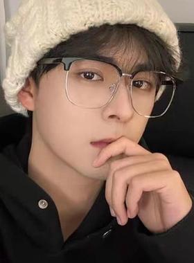 眉线半框眼镜近视男款黑框理工复古大框大脸眼睛框架女宝骏20550