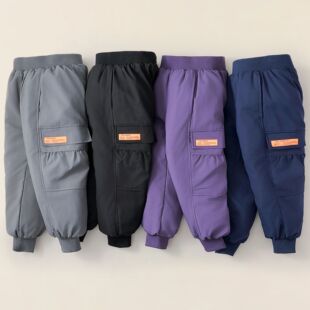 儿童羽绒裤2025新款纯色工装羽绒裤中大童男童女童保暖加厚白鸭绒