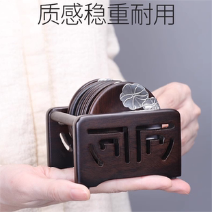 茶桌茶杯托黑檀实木茶垫茶杯垫隔热茶托高档家用功夫茶具茶道配件