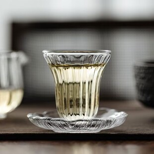 日式手作耐高温高透玻璃品茗杯 创意玻璃小茶杯酒杯功夫茶具配件