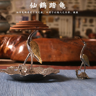 瑞鹤香插 沉香檀香炉盘香炉禅意仙鹤香炉摆件家用室内线香插线香