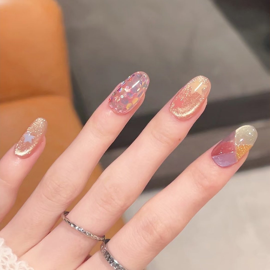 手工定制成品假指甲光疗穿戴甲氛围感奶跳跳糖美甲孕妇新娘显白,彩妆/香水/美妆工具,穿戴甲/甲片,淘宝优惠券,粉丝福利购,淘宝优惠卷