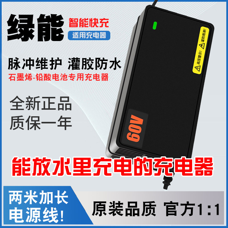 适用原装绿能灌封板电动车电瓶充电器防水48V60V72V新国标通用款