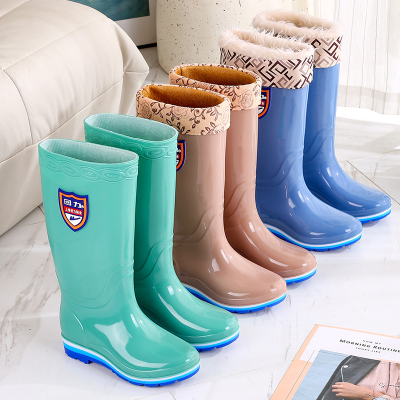 上海回力雨鞋女士防滑水鞋高筒女冬加绒保暖胶鞋雨靴防水通勤