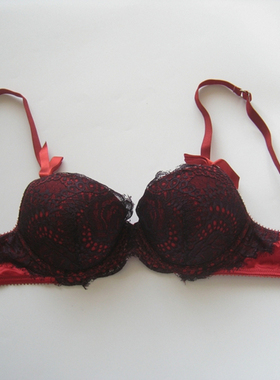 PS~微瑕~70C有钢圈红色系薄棉罩杯内搭胸衣钻扣