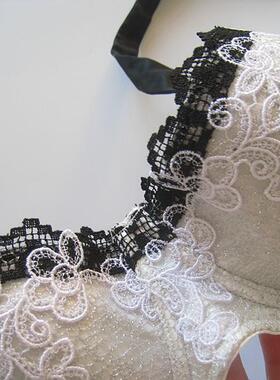 欧美单PS~微瑕银色闪丝钻扣黑色撞色有钢圈薄棉文胸内搭胸衣75BCD