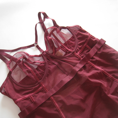 复古联名款有钢圈网纱连体衣大码