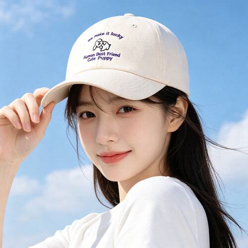 棒球帽女百搭遮阳显脸小深顶大头围韩版防晒可爱卡通刺绣鸭舌帽子