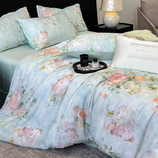 春夏天丝四件套冰丝莱赛尔被套床单凉爽丝滑裸睡床上用品高级感