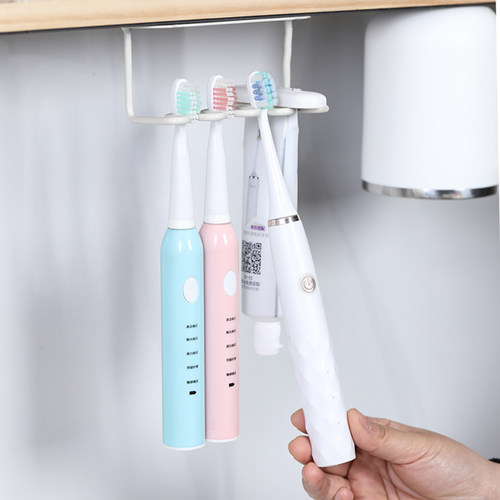 磁吸牙刷架牙膏置物架悬挂夹子镜柜下倒挂3456孔波浪电动牙刷支架