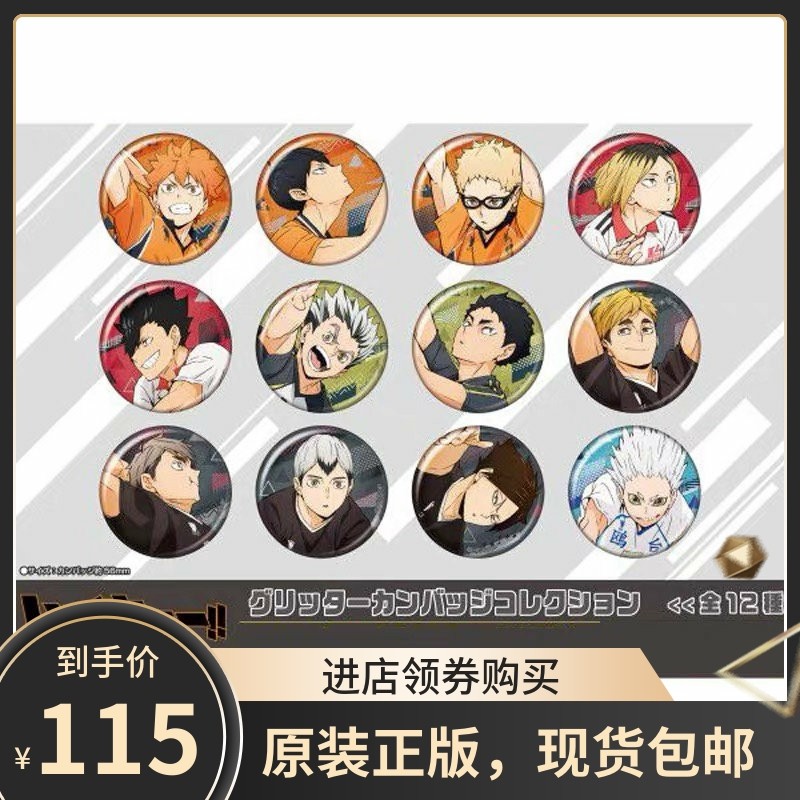 日本正版排球少年击球方同柄闪徽章吧唧盲盒日向翔阳影山周边谷子