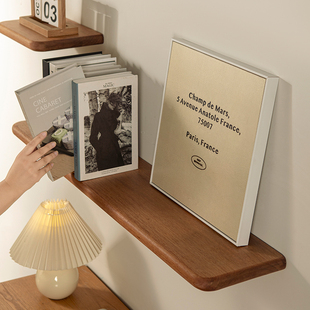 榆木实木一字板置物架卧室客厅厨房墙面悬空摆件展示架墙上层板