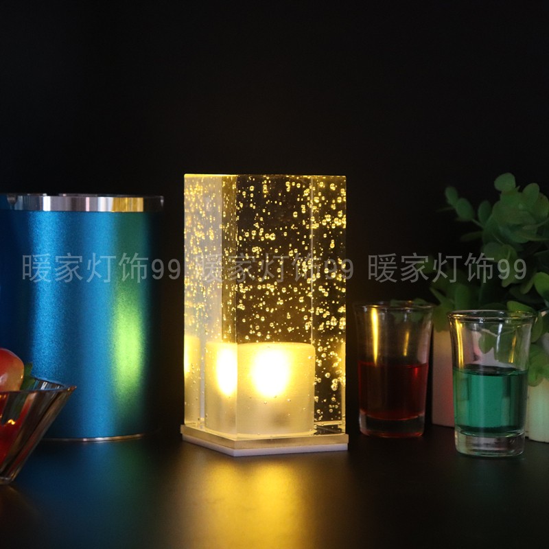 酒吧欧式风定制led汽泡方形桌灯图片