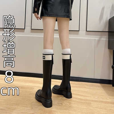 不过膝长筒靴英伦风厚底高筒靴