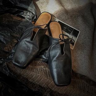 古风方头高级感穆勒鞋 外穿拖鞋 真皮包头拖 女2024新款 超火半拖鞋