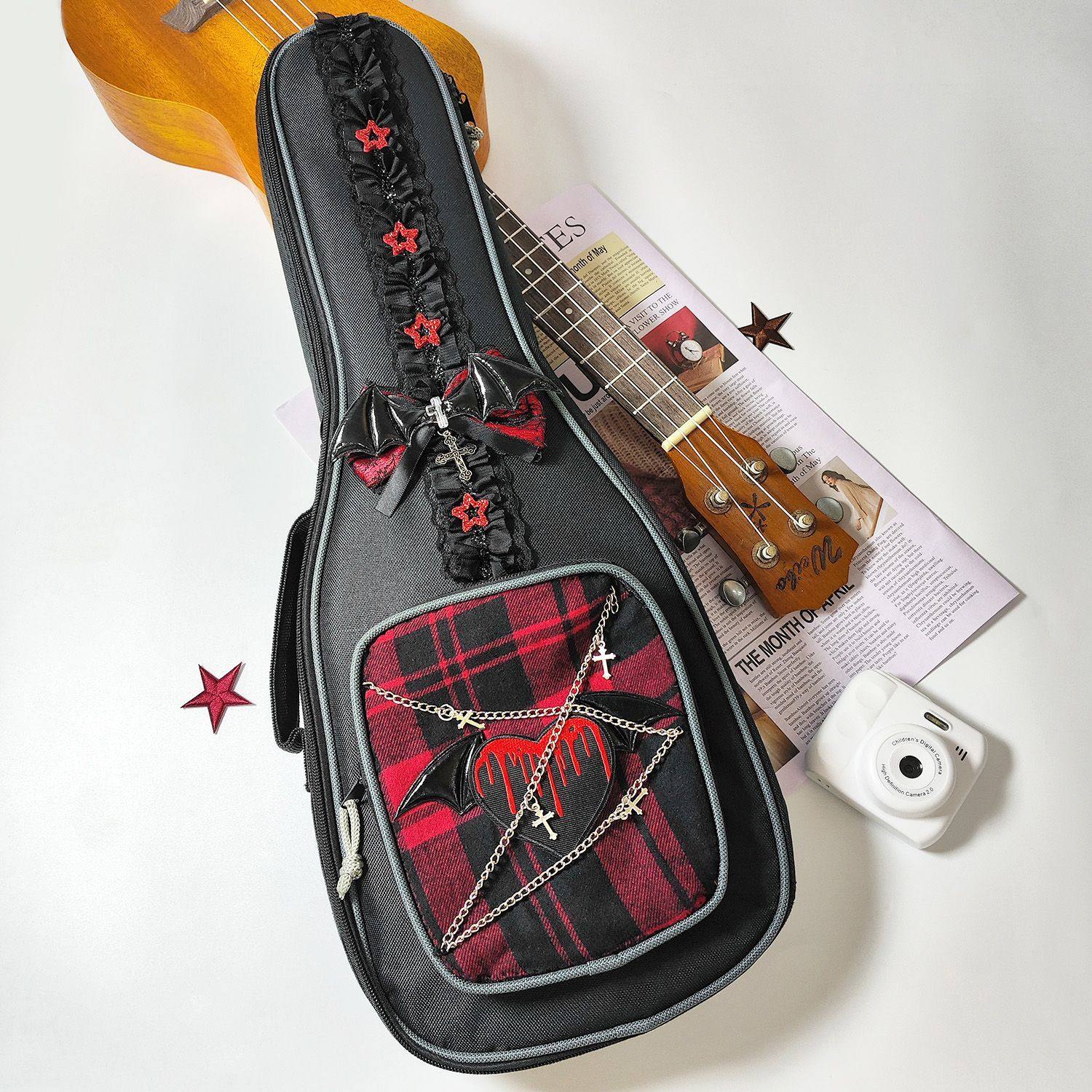 原创尤克里里包琴包加厚单肩尤克里里琴包蝙蝠十字架23寸21寸26寸