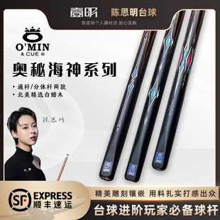 奥秘OMIN海神1一体通杆中式黑八台球杆小头桌球杆手工雕刻免漆杆
