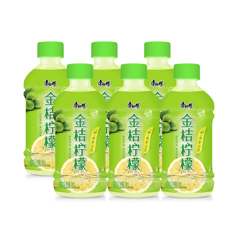康师傅金桔柠檬330ml*6瓶果汁风味饮品便携装饮料整箱团购批发