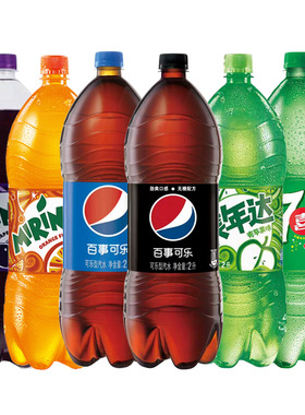 百事无糖可乐2升*3瓶 大瓶装美年达橙味树莓味七喜饮料年货家庭装