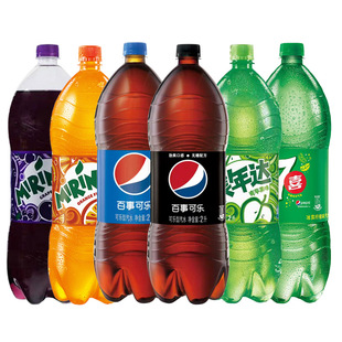 美年达橙味树莓味七喜饮料年货家庭装 大瓶装 3瓶 百事无糖可乐2升