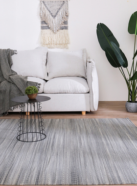 KM地毯 手编羊毛Kilim灰色纹路进口北欧简约欧美卧室客厅地毯地垫