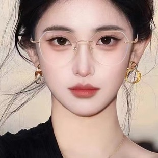 明月PMC/康耐特超轻纯钛无框大框53男女生防蓝光气质近视光学眼镜