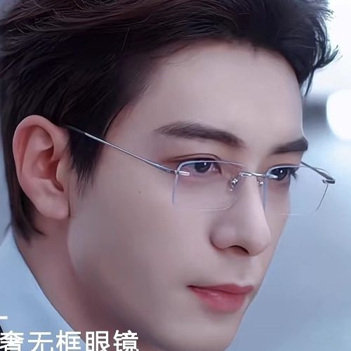 古帕GUPPO斯文简约无框纯钛近视眼镜男配有度数变色防蓝光散光镜