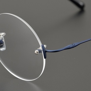 乔布斯同款复古无框眼镜超轻纯钛圆框架男女小脸有度数可配近视手