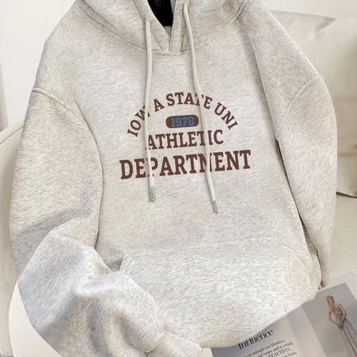 白灰色潮牌连帽卫衣女款2