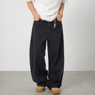 JY STYLE 复古水洗黑色牛仔裤男款潮牌百搭直筒裤质感牛仔裤