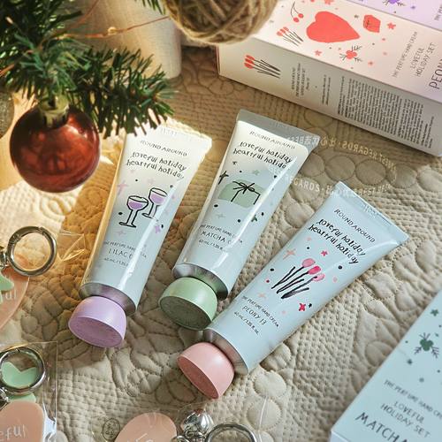 韩国round a round护手霜套盒节日限定版抹茶香氛滋润保湿送挂饰