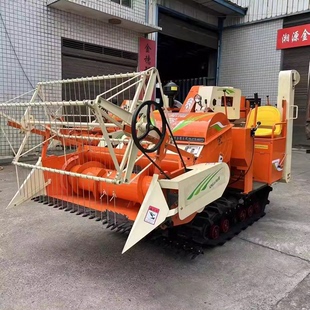 山区水旱两用小型水稻小麦联合收割机履带式自卸料仓收割机乘坐式