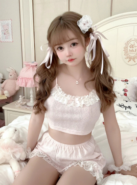 Kiyomi Doll 原创蜜桃少女 蕾丝睡衣吊带 家居服套装