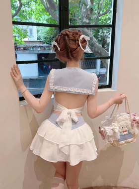 Kiyomi Doll  原创洛丽塔少女海军风蓬蓬裙 纯欲系带蝴蝶结漏背装