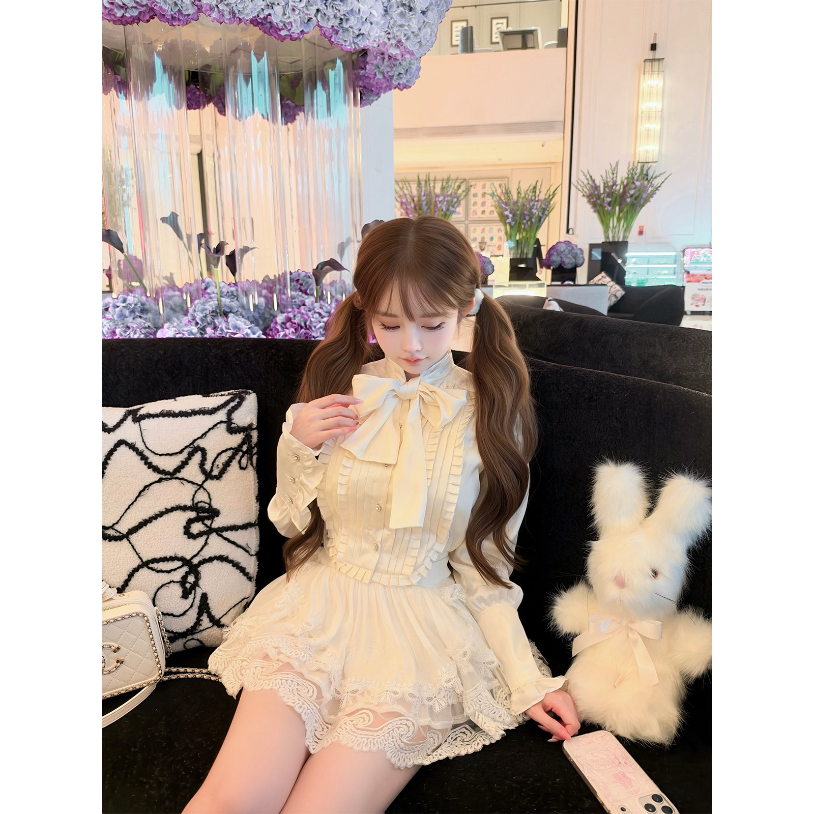 Kiyomi Doll原创 白梨梦 超重工蕾丝花边蛋糕裙 百搭高腰蓬蓬短裙