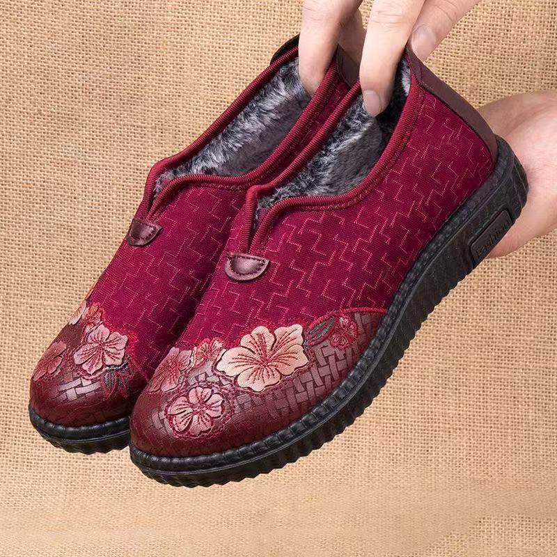 冬季老北京布鞋女加绒加厚老太太棉鞋平底防滑中老年一脚蹬奶奶靴,女鞋,棉鞋,淘宝优惠券,粉丝福利购,淘宝优惠卷