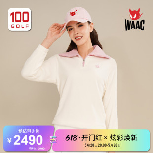 小恶魔韩国高尔夫女装 秋冬FLEECE 长袖 WAAC LINING半拉链Polo衫