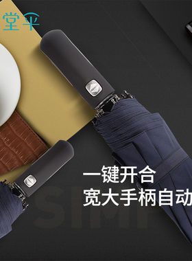 天堂伞全自动抗风暴雨伞三折10骨加大加固一键开收商务简约晴雨伞