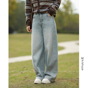 裤 女显瘦百搭松驰随性牛仔裤 型赞爆 蓝加绒牛仔弯刀裤 冬 反季 树也