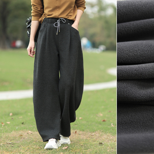 树也 松驰有型 宽松休闲加绒保暖显瘦百搭羊绒混纺气球裤弯月裤女