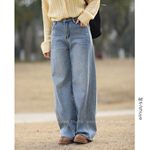 满天星烫钻 裤 型赞爆加绒加厚宽松显瘦百搭牛仔裤 树也 弯刀裤 女冬