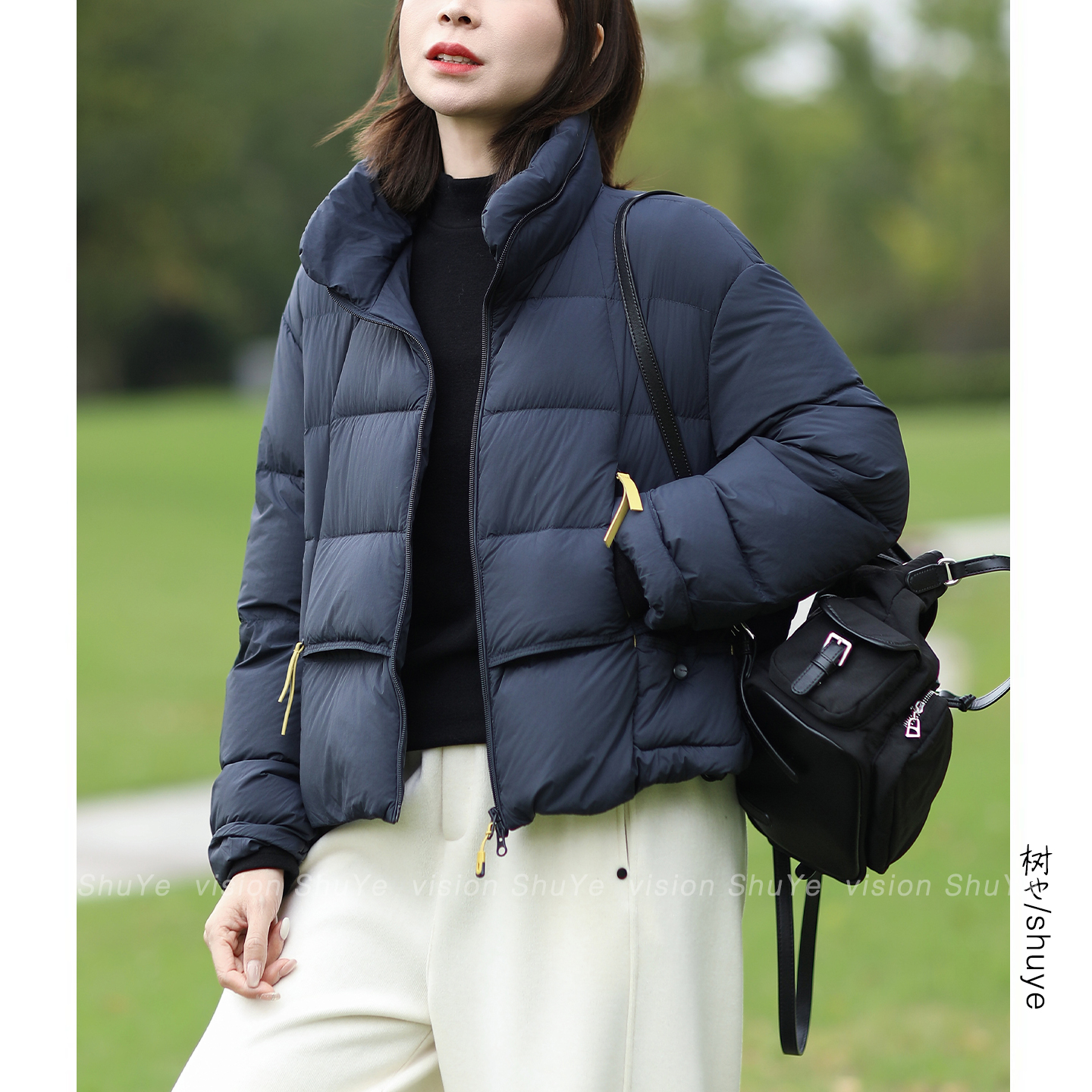 树也 简约有型 高蓬松90白鸭绒设计感短款小个子羽绒服外套女2025