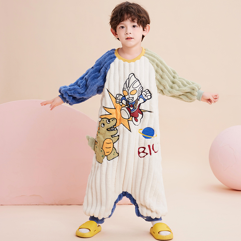 奥特曼睡衣男童法兰绒连体家居服