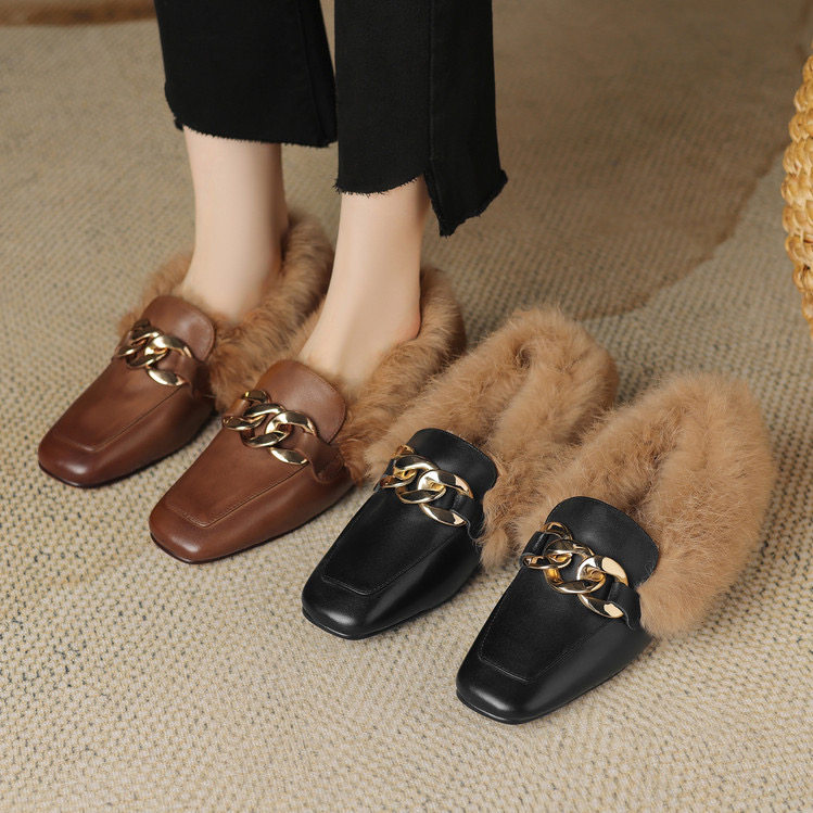 真皮单鞋女低跟毛毛鞋2025冬新款真毛小皮鞋软皮加毛百搭乐福鞋,女鞋,乐福鞋（豆豆鞋）,淘宝优惠券,粉丝福利购,淘宝优惠卷
