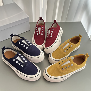 增高休闲鞋 一脚蹬厚底透气软底不累脚夏季 女2025新款 小香风帆布鞋