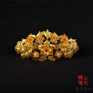 小繁花冠，花丝镶嵌非遗技艺古代头饰汉服配饰中国风婚礼头饰发簪