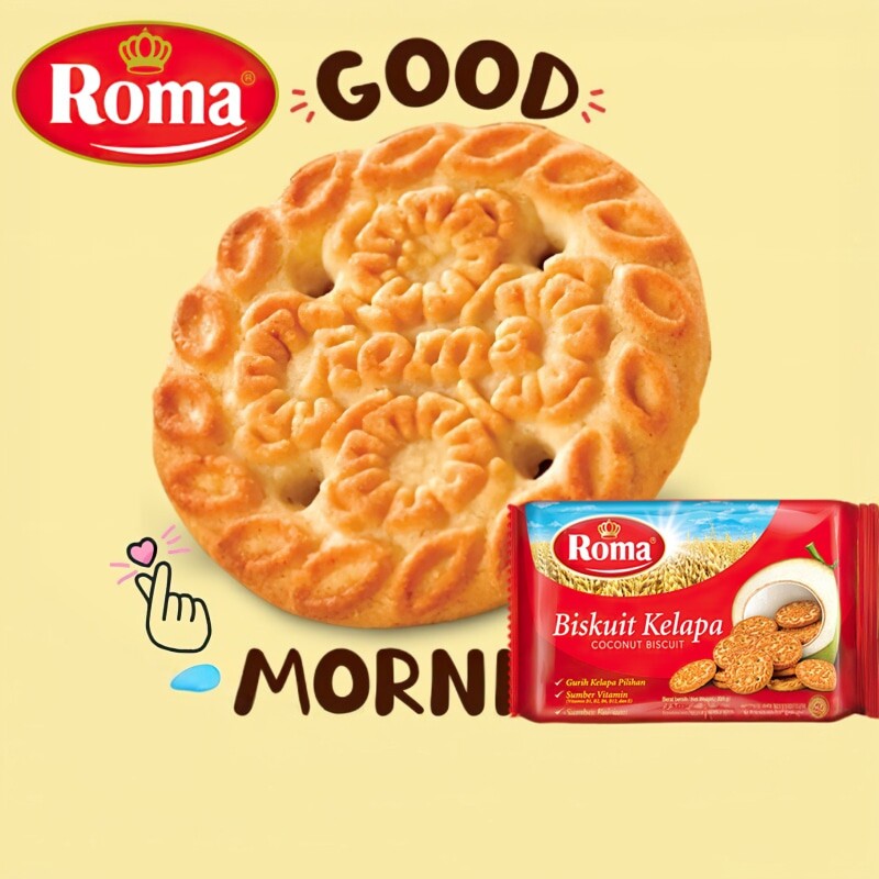 印尼ROMA罗马洛椰子饼 罗姆椰丝奶香饼干办公室下午茶点心消化饼